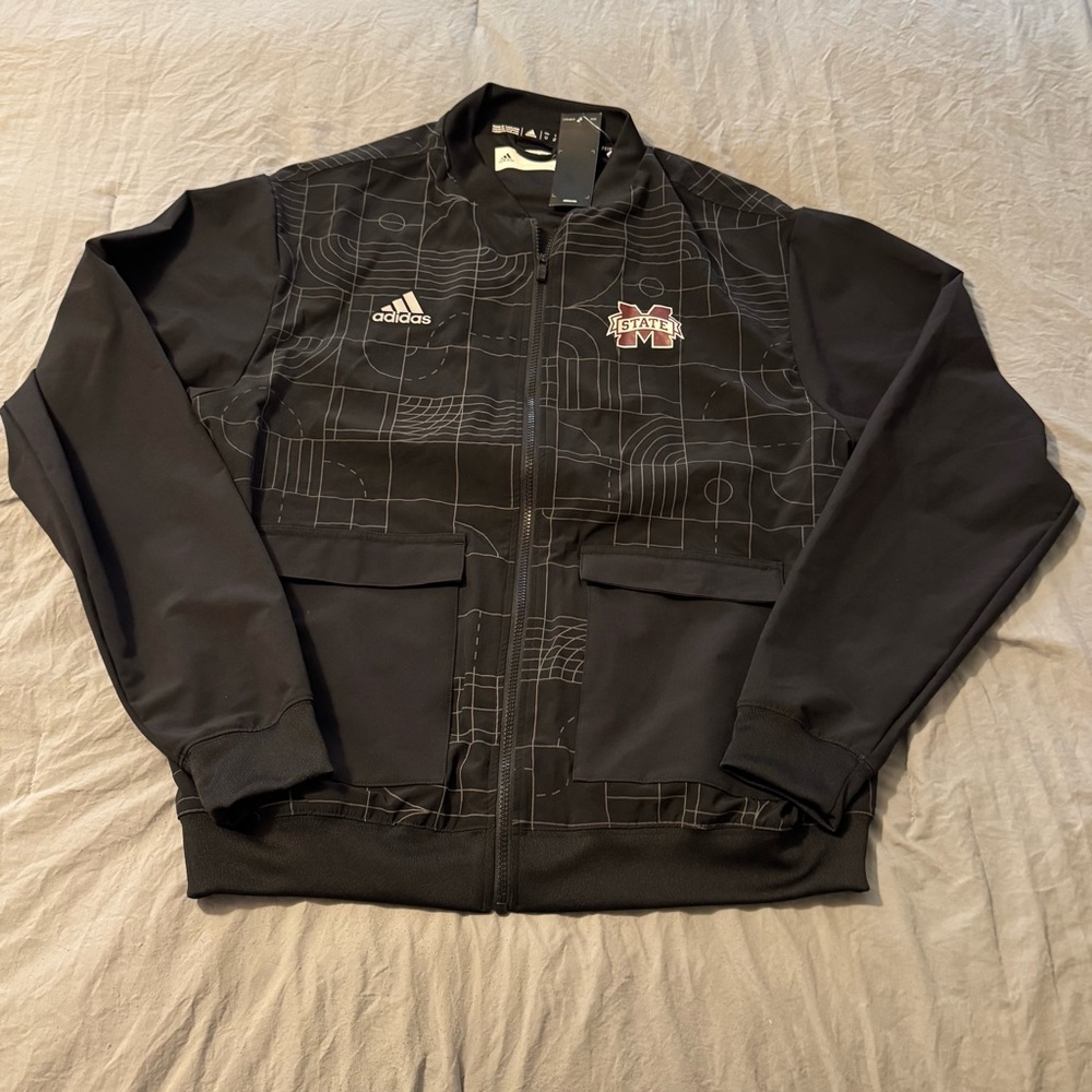 Adidas Jacket Featuring Mississippi State Logo Black And White Adult LT - Picture 8 of 8